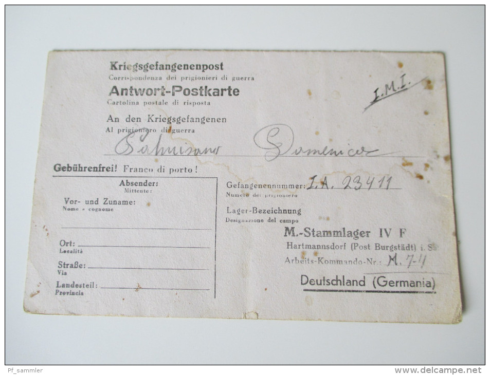 Kriegsgefangenpost 1944/45 Prisoner of War 13 Belege verschiedene Stammlager alle gesendet nach Triest! Doppelkarte usw.