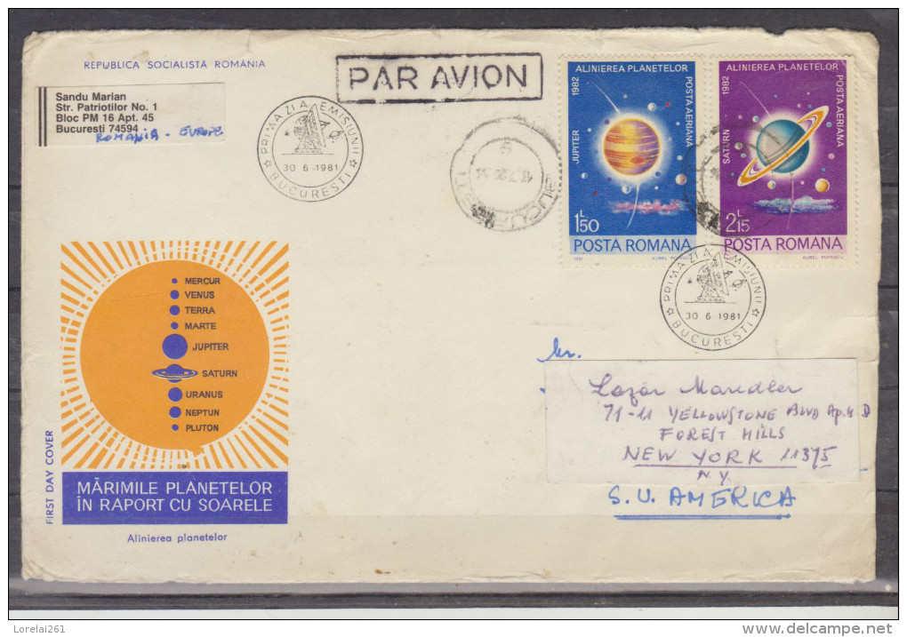 Lettre Avec  Oblitération Spéciale  Circulata SUA - Bucuresti PAR AVION - Covers & Documents