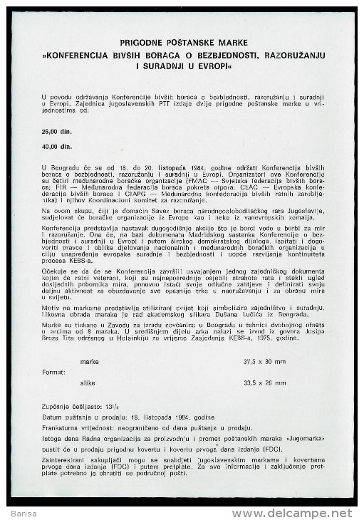 Yugoslavia 1984: Veterans' Conference.  Official Commemorative Flyer. - Briefe U. Dokumente