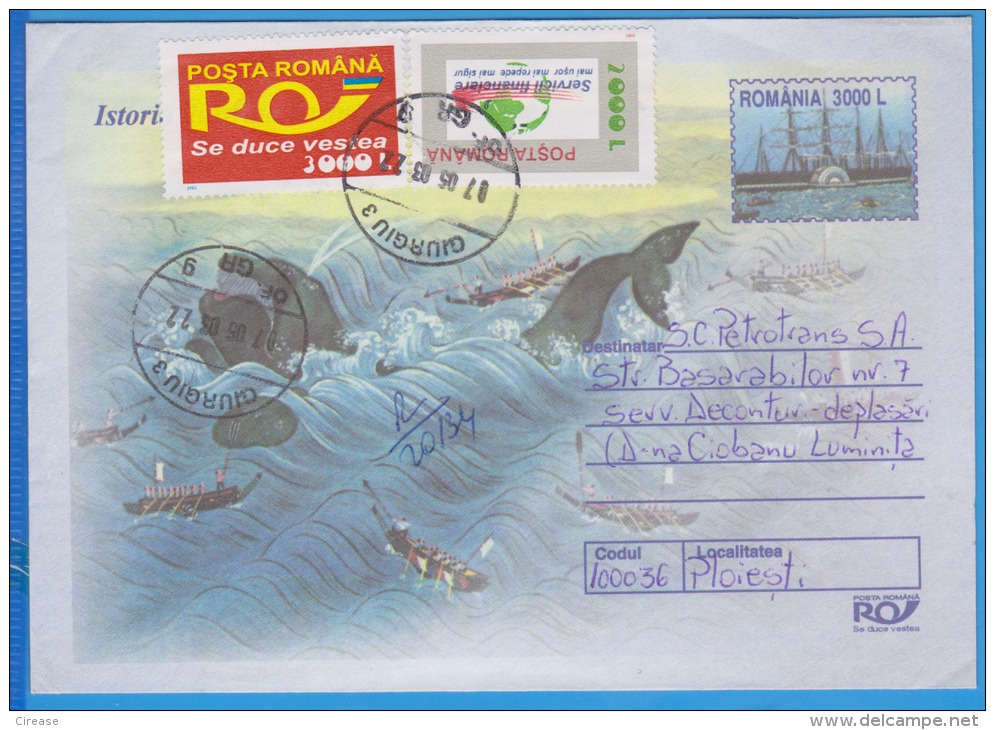 Hunting Whales ROMANIA Postal Stationary Cover 2002 - Baleines