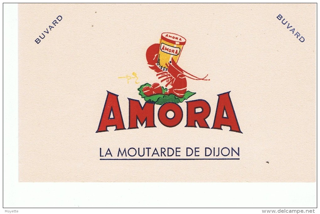 VIEUX PAPIERS-BUVARD-MOUTARDES-AMORA-LA MOUTARDE DE DIJON-12,5 Cm X 20 Cm- - Moutardes