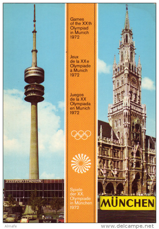 MUNICH  - JO 1972 , La Tour Olympique (290 M De Hauteur), Et La Mairie / Jeux De La XXe Olympiade - Juegos Olímpicos