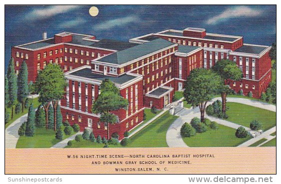 Night Time Scene North Carolina Baptist Hospital And Bowman Gray School Of Medicine Winston Salem North Carolina - Winston Salem