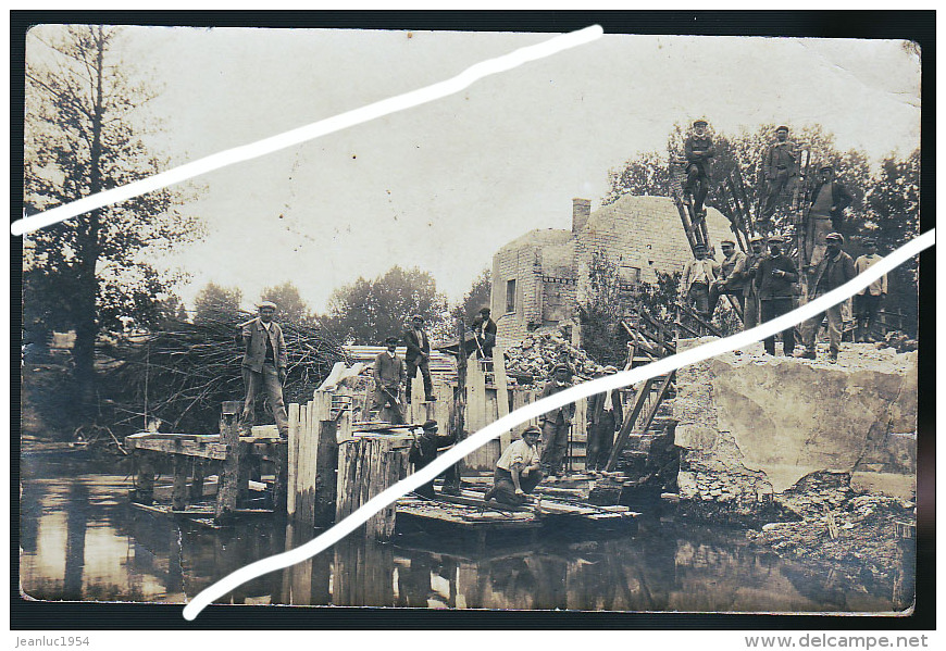 BAZANCOURT OUVRIERS SUR UN CHANTIER CARTE PHOTO RARE - Bazancourt