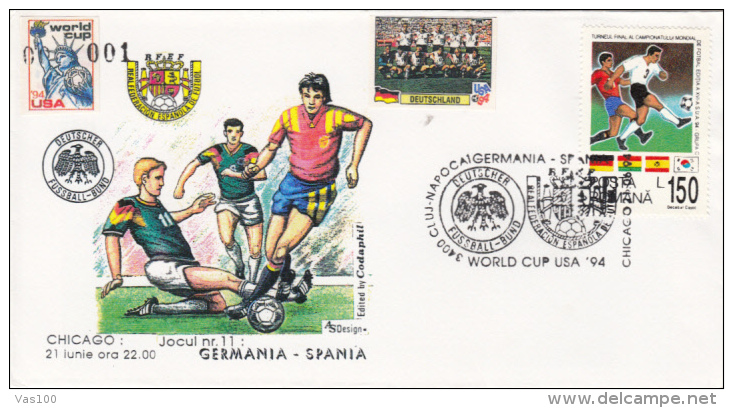 USA'94 SOCCER WORLD CUP, GERMANY- SPAIN GAME, SPECIAL COVER, 1994, ROMANIA - 1994 – USA