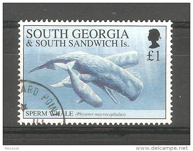 Sello Nº 244 South Georgia Usado. Valor Clave - Baleines