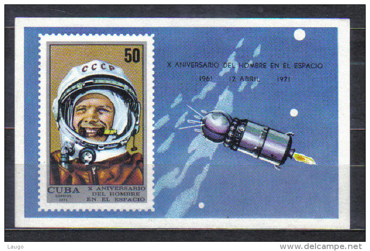 Cuba Mi Bl 37 Astronaut Jurij Gagarin  , Rocket    Sheet 1971 MNH - Autres & Non Classés