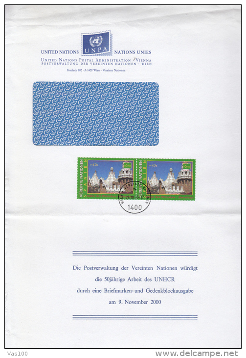 STAMPS ON COVER, NICE FRANKING, GAUDI HOUSE, 2000, UN- VIENNA - Briefe U. Dokumente