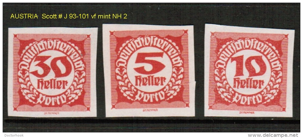 AUSTRIA   Scott  # J 93-101** VF MINT NH - Taxe