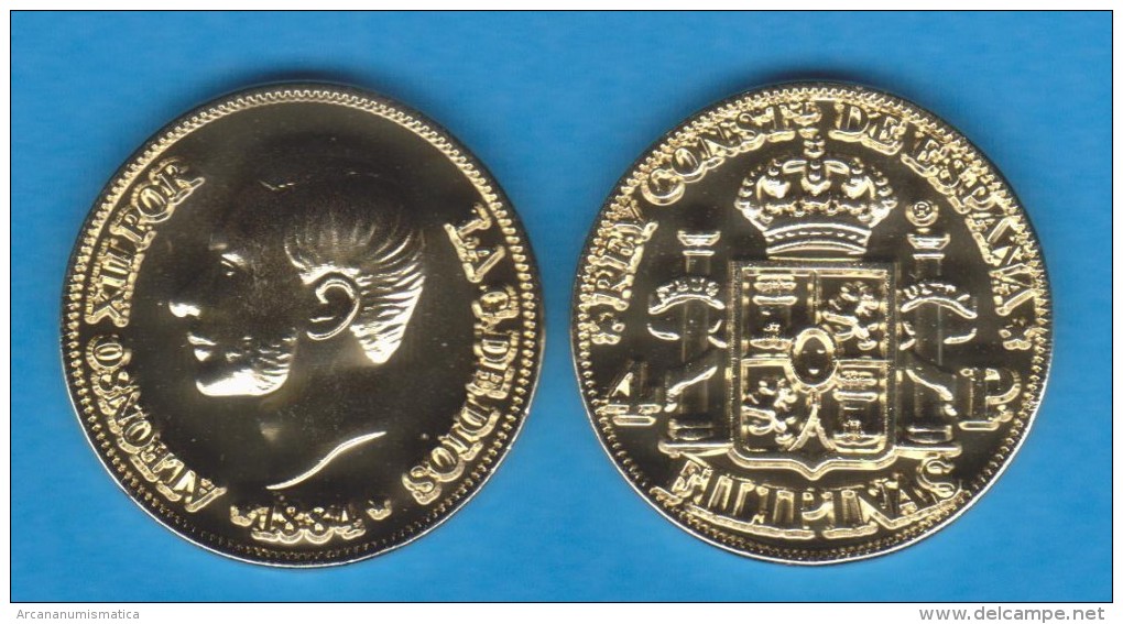 SPAIN / ALFONSO XII  FILIPINAS (MANILA)  4 PESOS  1.884  ORO/GOLD  KM#151  SC/UNC  T-DL-10.936 COPY  Cana. - Münzen Der Provinzen