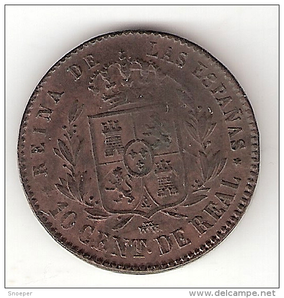 *spain 10 Centimos  1863  Jm 603  Xf    Look !!!!catalog Val 40$ - First Minting