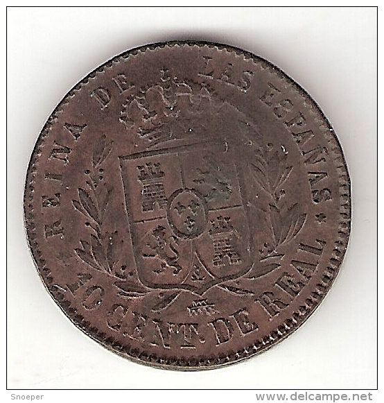 *spain 10 Centimos  1863  Jm 603  Xf    Look !!!!catalog Val 40$ - Primeras Acuñaciones