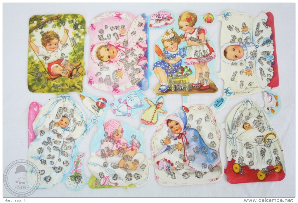 8 Different Childrens/ Babies Illustrations - Western Germany Kruger Embossed, Die Cut/ Scrap Paper - Ragazzi