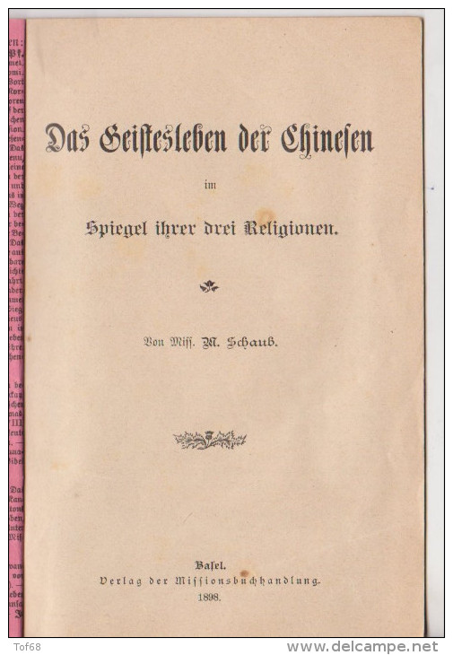 Kleine Heft Das Geistesleben Der Chinesen 1898 Spiegel über Ihrer Drei Religionen - Other & Unclassified