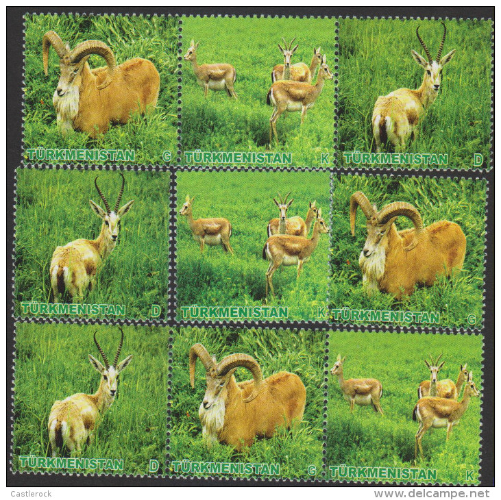 G)2009 TURKMENISTAN, ANTELOPES, 2 STRIPS OF 3 AND 3 SINGLE STAMPS, MNH - Turkmenistan