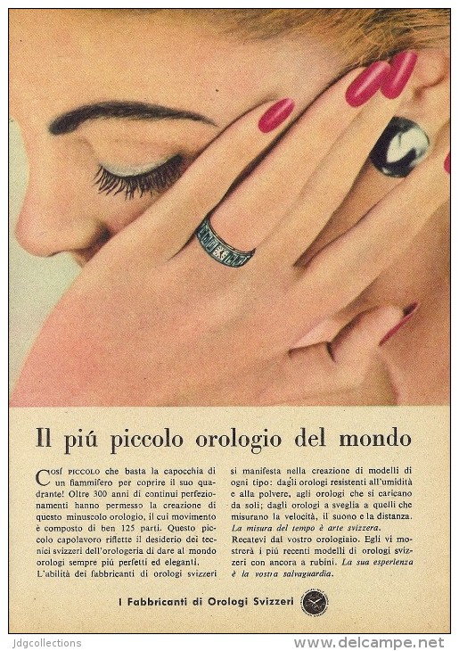 # FEDERATION SUISSE FABRICANTS  HORLOGERIE 1950s Italy Advert Publicitè Reklame Orologio Montre Uhr Reloj Relojo Watch - Werbeuhren