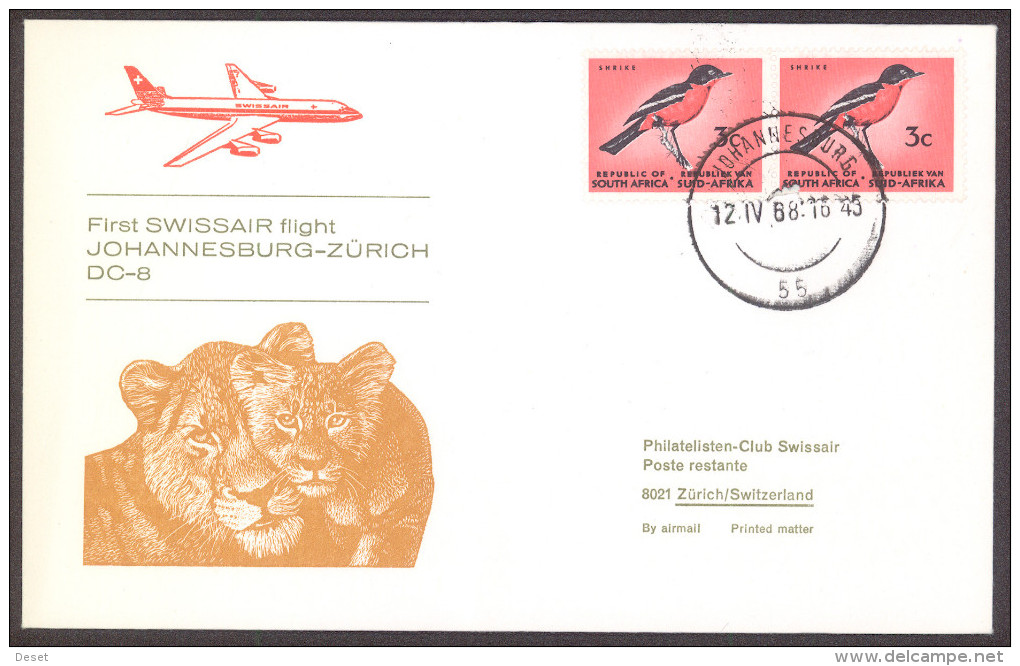 Swissair 1968 Johannesburg - Zuerich First Flight Cover - Aéreo