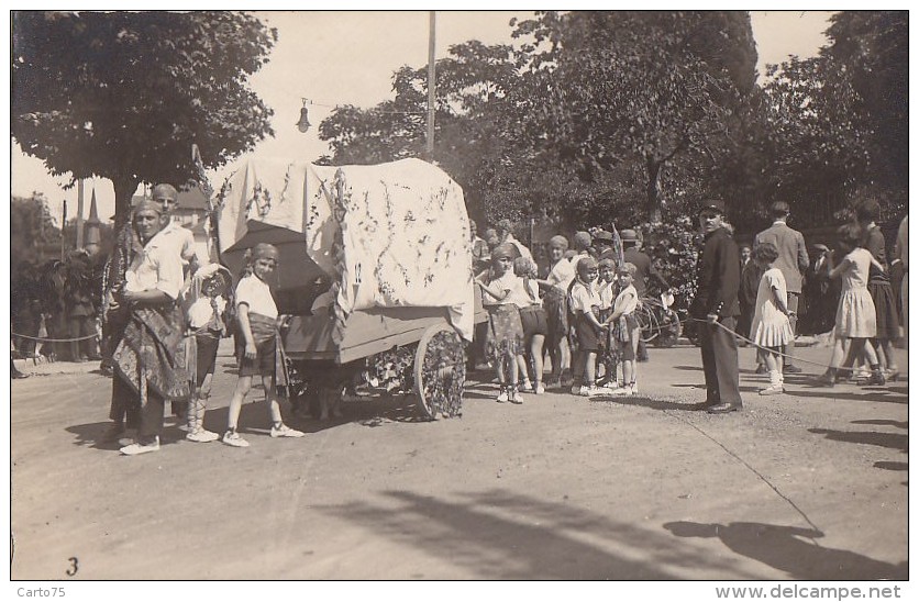 Fêtes - Carte-Photo - Carnaval Char Roulotte Gitans - Déguisement Enfants Ecole - Garde-Champêtre - A Situer - Karneval - Fasching