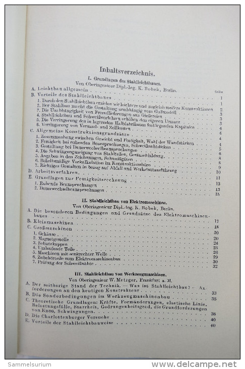 Dipl.-Ing. K. Bobek/Obering.W. Metzger/Dr.-Ing. Fr. Schmidt "Stahlleichtbau Von Maschinen", Von 1939 - Techniek