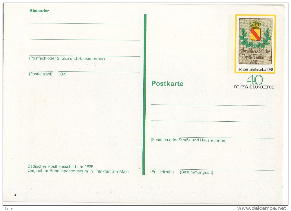 DEUTSCHLAND BRD  1978  TAG DER BRIEFMARKE POSTKARTE ** - Postkarten - Ungebraucht