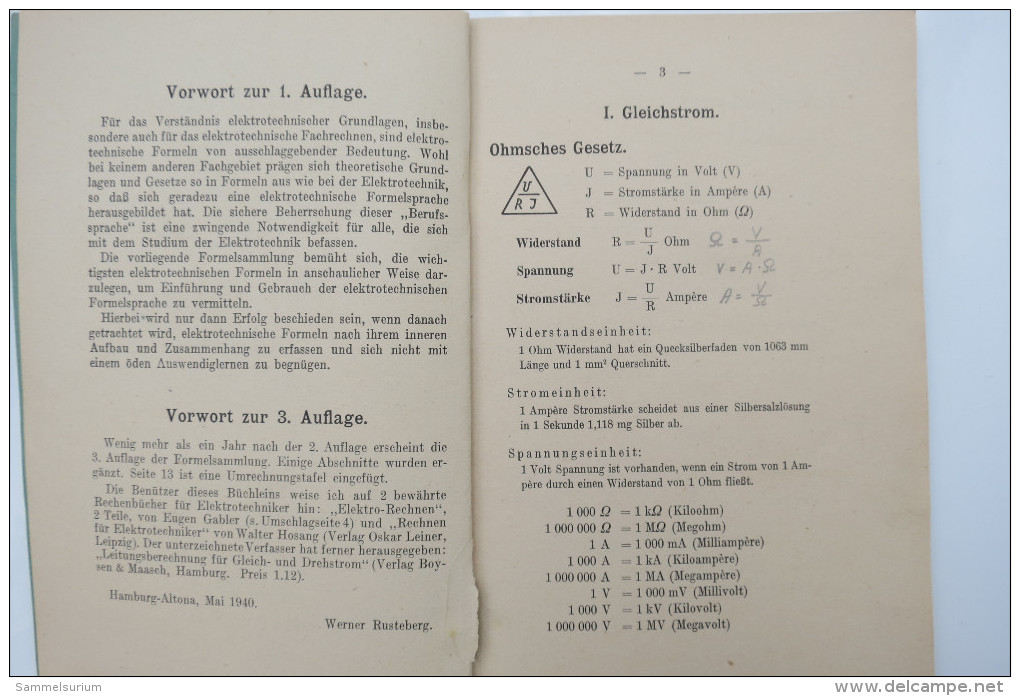 Werner Rusteberg "Elektrotechnische Formeln", Von 1940 - Technical