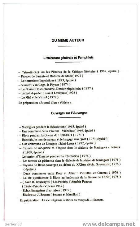 RARE LIVRE DE MARCEL LAURENT (RIOM) TITRE ARMAND ROBIN ET LA POESIE POIGNANTE 1912/1961 FASCICULE EDITION DE 1980 - Auvergne