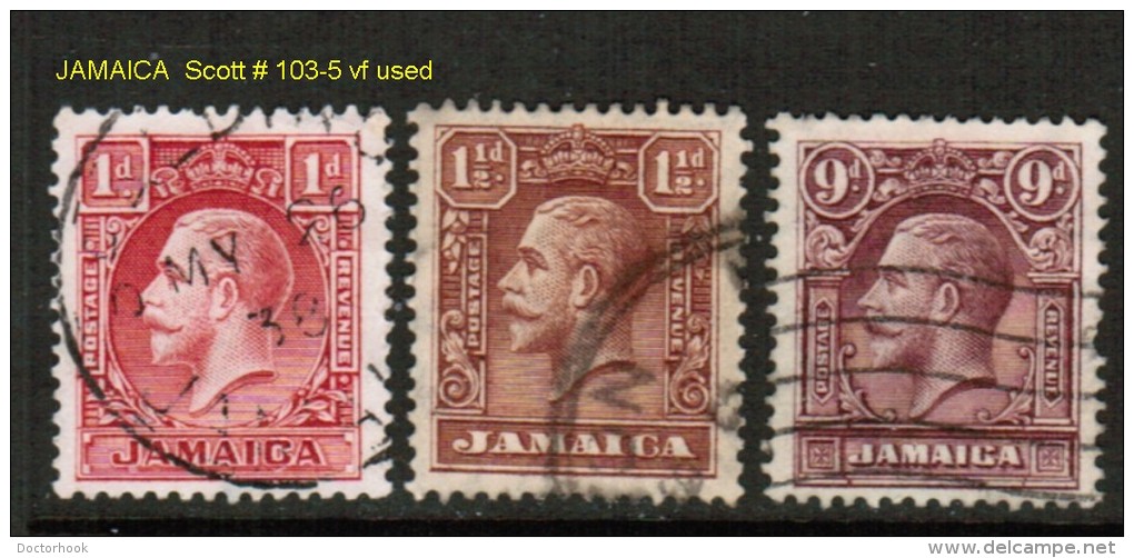 JAMAICA   Scott  # 103-5 VF USED - Jamaica (...-1961)