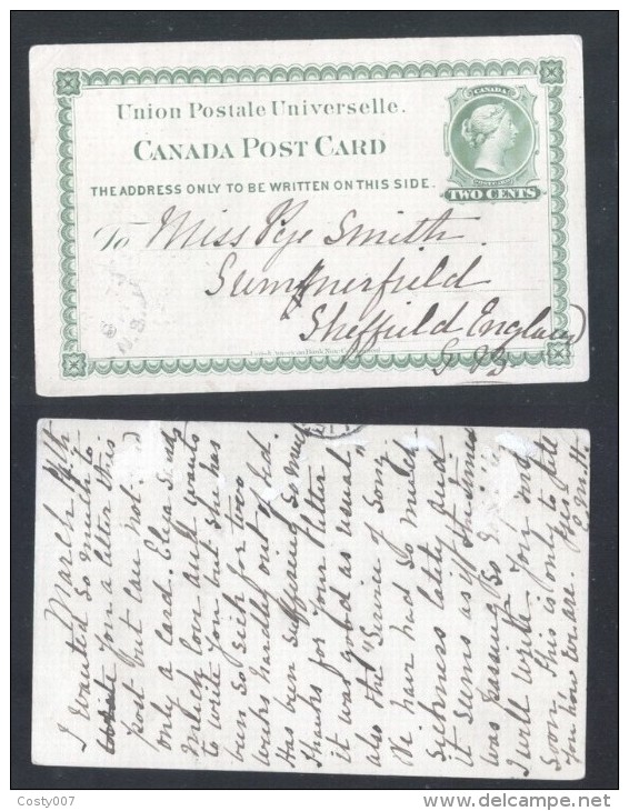 Canada - Postal History Rare Old Postcard Postal Stationery To England D.936 - 1860-1899 Victoria