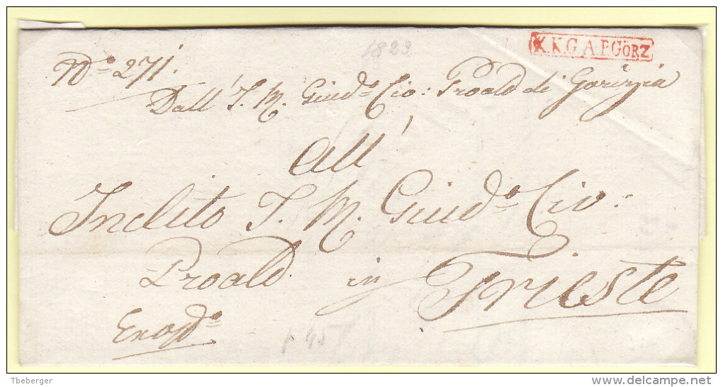 Österreich Austria Italy Triest Trieste 1826 Faltbrief Compl. Entire Letter With Red ´KKGAP Görz´ To Trieste (j04) - ...-1850 Vorphilatelie