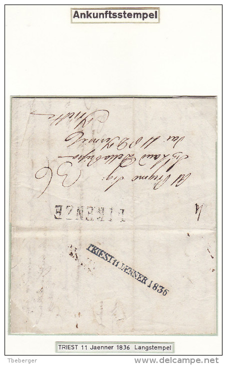 Austria Österreich Triest Trieste 1836 Incoming Entire Letter Faltbrief From Firenze (j37) - ...-1850 Vorphilatelie