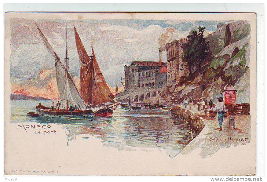 FANTAISIES . ILLUSTRATEURS . MONACO LE PORT Par MANUEL WIELANDT . CARTE POSTALE VELTEN - Wielandt, Manuel