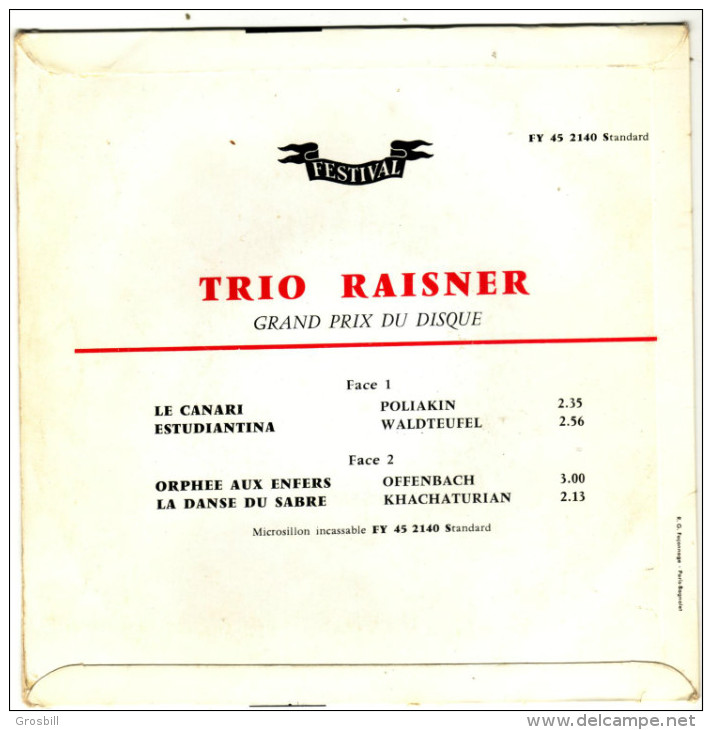 TRIO RAISNER : Canari / Danse Du Sabre / Estudiantina / Orphée Aux Enfers - Instrumental