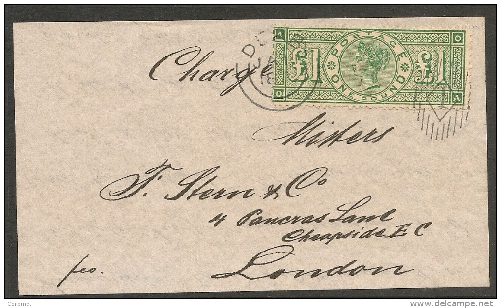 UK - SG # 212 - Yv. # 105 -  1 Pound GREEN - @@ FALSE - FAUX  @@ On Front COVER - DANGEROUS ITEM - - Covers & Documents