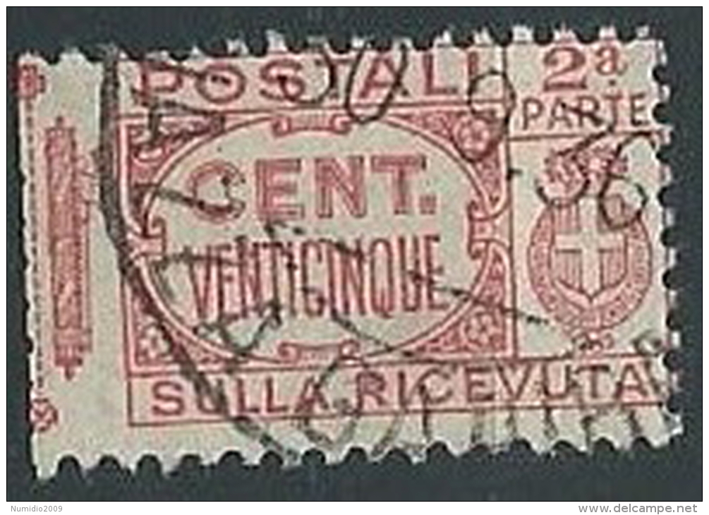 1927-32 REGNO USATO PACCHI POSTALI 25 CENT SEZIONE - ED594 - Pacchi Postali