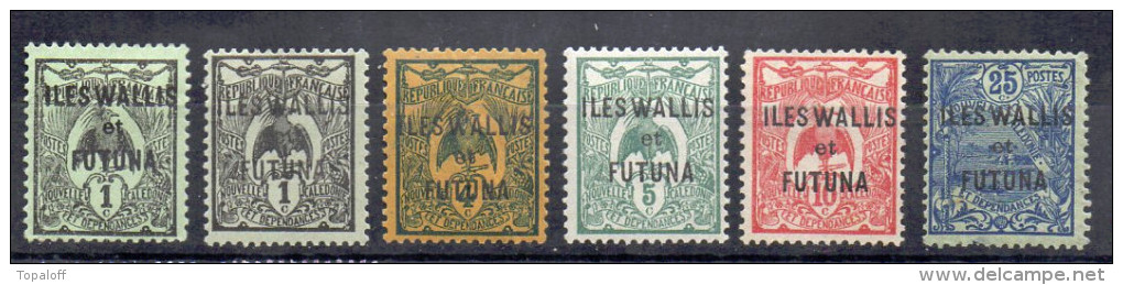 Wallis Et Futuna   N°1* + 1* Variété De Couleur, 3*pliure, 4*, 5(*), 8* Petit Clair    (6 Valeurs) - Neufs