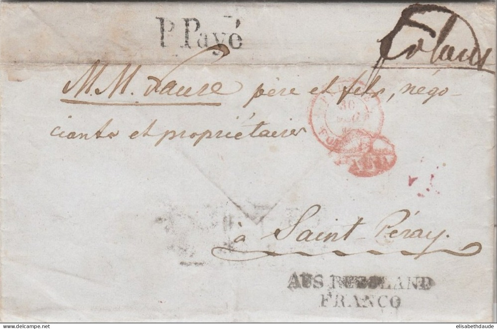 1848 - LETTRE PORT PAYE De ST PETERSBURG (RUSSIE) => ST PERRAY Avec ENTREE "PRUSSE Par FORBACH" + "AUS RUSSLAND FRANCO" - ...-1857 Prephilately