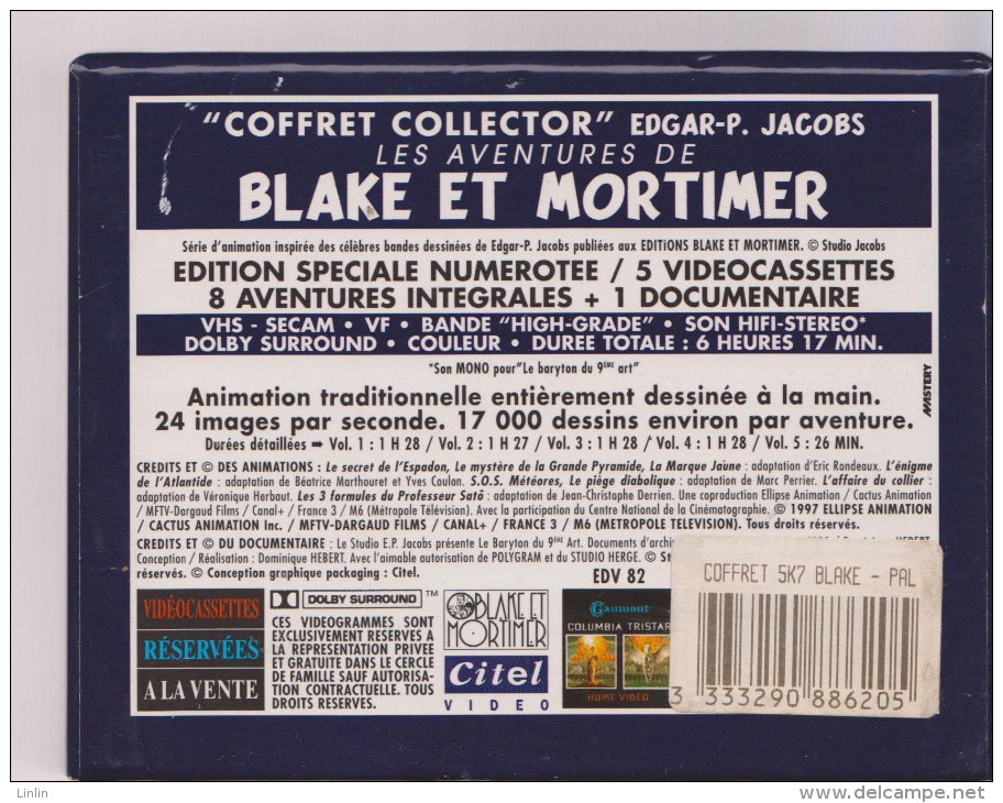 JACOBS BLAKE ET MORTIMER K7 COFFRET COLLECTOR - Cassette & DVD