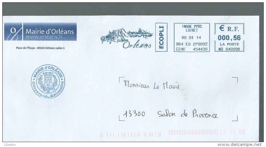 LETTRE FRANCE MAIRIE ORLEANS Statue JEANNE D'ARC - Andere & Zonder Classificatie