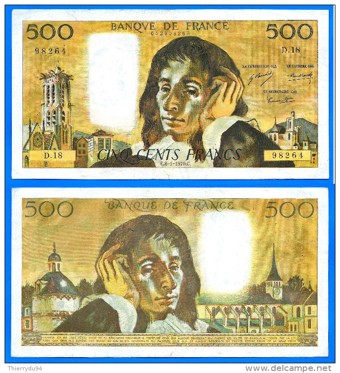 France 500 Francs 1970 8 Janvier Pascal Serie D 18 Frcs Frc Europe Paypal Skrill Bitcoin OK - 500 F 1968-1993 ''Pascal''