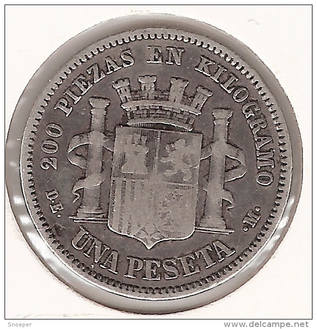 *spain 1 Peseta 1870 De-m (73)    Km  653    Fr+ - First Minting