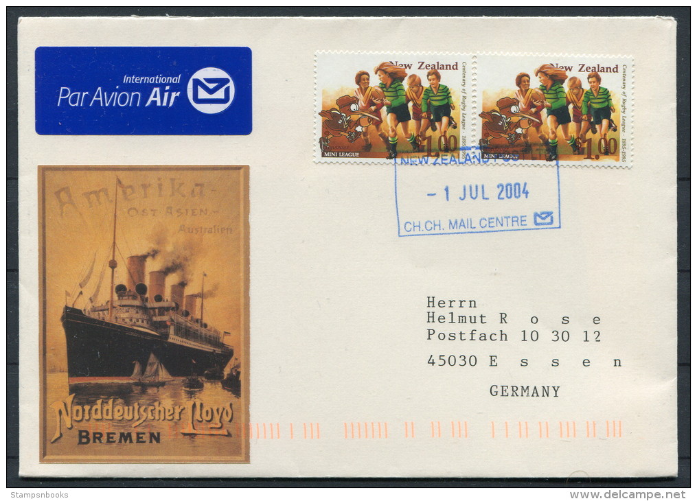 2004 New Zealand Christchurch NDL Bremen Amerika Ost Asien Ship Painting Cover - Germany - Briefe U. Dokumente