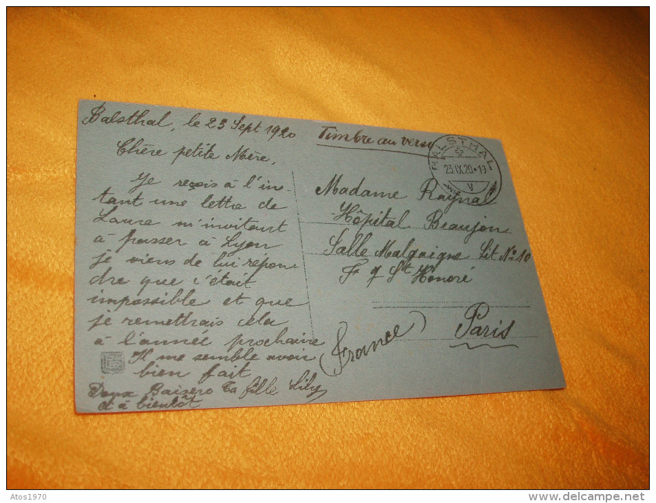 BELLE CARTE POSTALE ANCIENNE CIRCULEE DE 1920. / SUISSE. / FANTAISIE / BALSTHAL A PARIS / CACHETS + TIMBRE - Thal