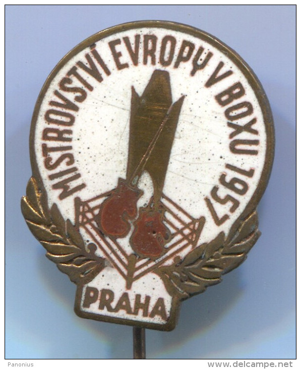 BOXING - Box, European Championship In Boxing, Praha, 1957. Enamel, Old Pin, Badge - Boxen