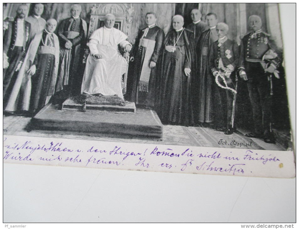 Postcard Le Saint - Pere Avec Sa Cour. Papst / Pope. Roma 1905. Echt Gelaufen! - Papi