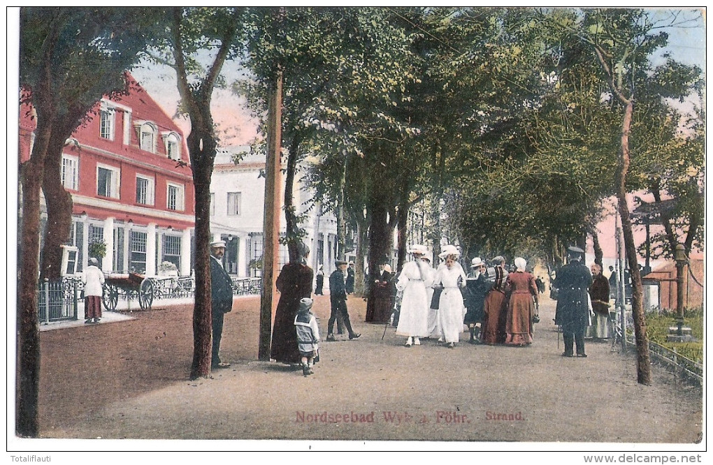 Nordseebad Wyk Auf Föhr Promenade Und Strandstrasse Biedermeier Mode 10.9.1919 Gelaufen - Föhr