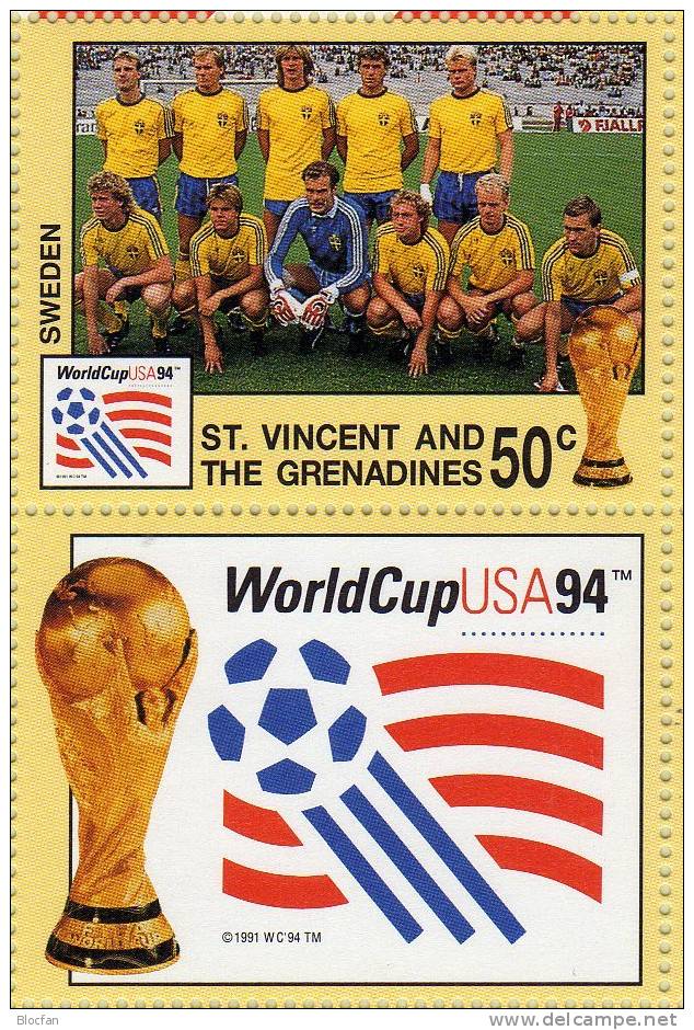 Team Sweden Zur Fussball WM 1994 Vincent 2820 Kleinbogen ** 8€ Kicker World Cup USA-Flagge M/s Flag Bloc Soccer Sheetlet - 1994 – Estados Unidos