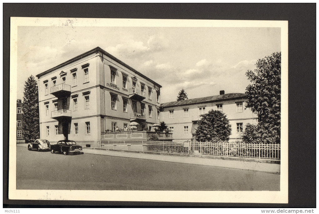 AK Bad Kissingen Pension U.Villa Minerva 1956 Nach Esslingen M.Ortswerbestempel, 2 Bilder - Bad Kissingen