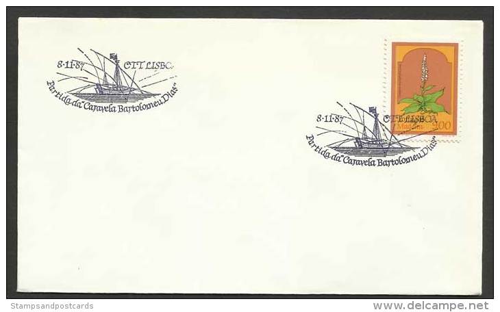 Portugal Cachet Commémoratif Départ De La Caravelle Bartolomeu Dias 1987 Event Pmk Caravel Departure - Flammes & Oblitérations