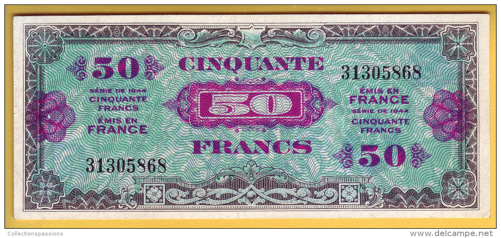 BILLET FRANCAIS - BILLET DU TRESOR - 50 Francs (verso Drapeau) - - 1944 Flagge/Frankreich