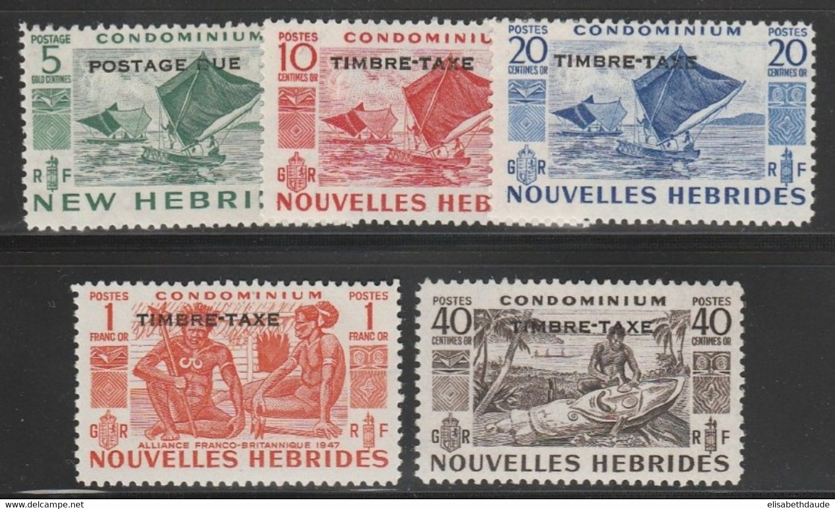 NOUVELLES-HEBRIDES - 1953 - YVERT TAXE N° 26/30 * MLH - COTE = 37 EUROS - Timbres-taxe